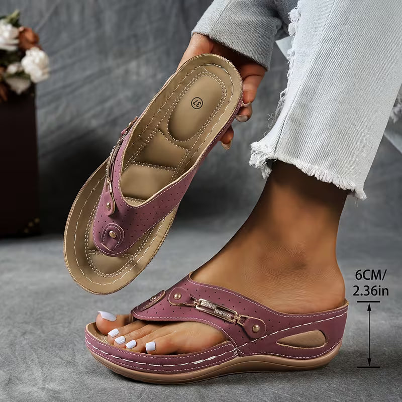 Big Summer Sale -  Comfortable Hollow Arch Support Women's Wedge Heel Flip Flops