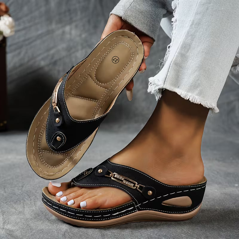 Big Summer Sale -  Comfortable Hollow Arch Support Women's Wedge Heel Flip Flops