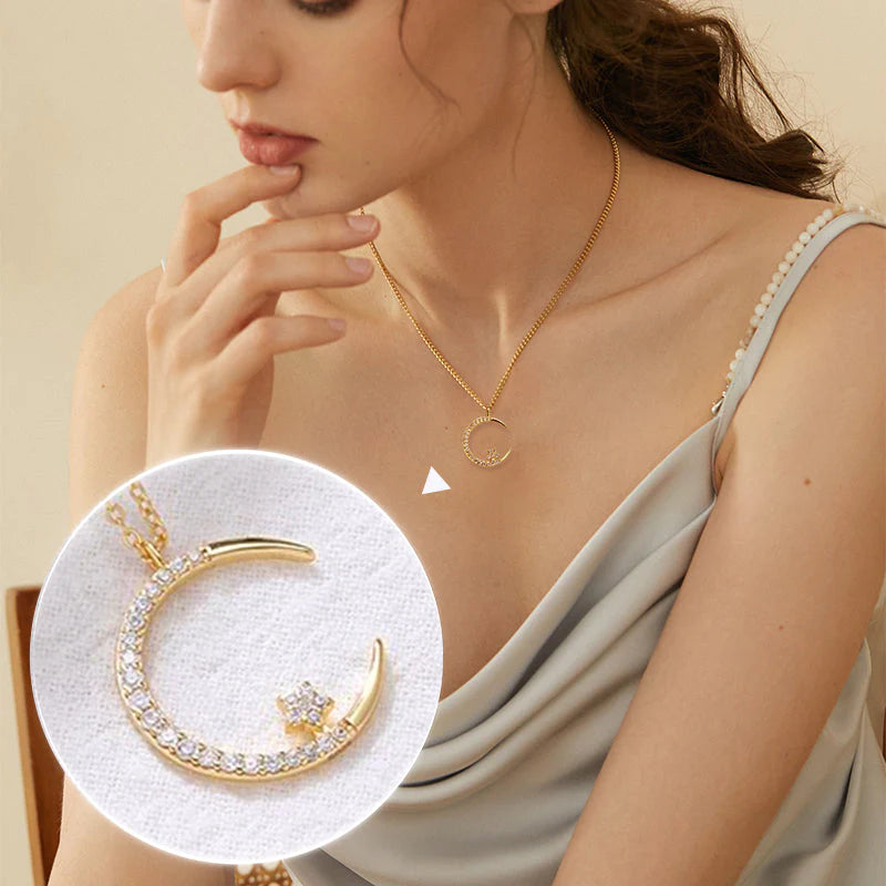 🎁 PERFECT GIFT 🌙✨ Bright Night: Moon Star Necklace – Glow-in-the-Dark Elegance with Celestial Charm 💫🌌