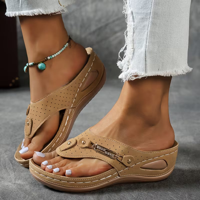 Big Summer Sale -  Comfortable Hollow Arch Support Women's Wedge Heel Flip Flops