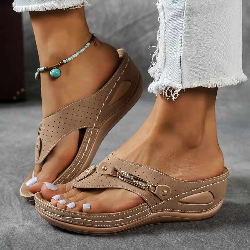 Big Summer Sale -  Comfortable Hollow Arch Support Women's Wedge Heel Flip Flops