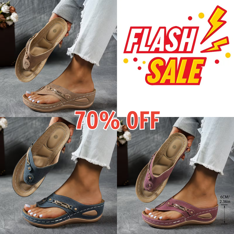 Big Summer Sale -  Comfortable Hollow Arch Support Women's Wedge Heel Flip Flops