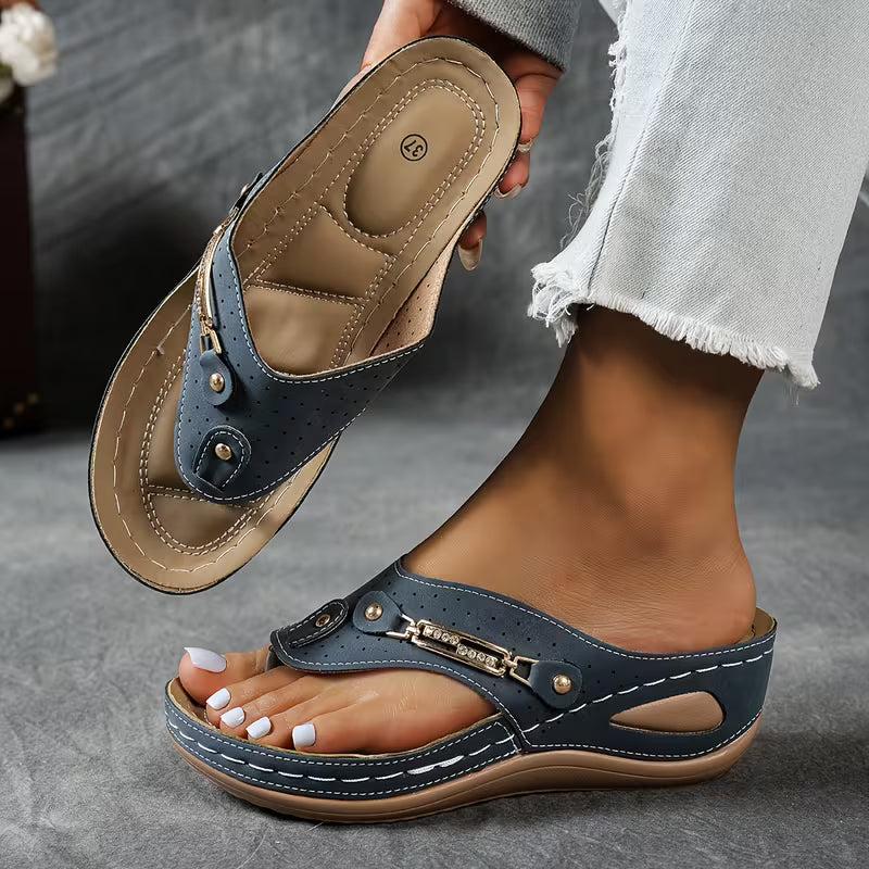 Big Summer Sale -  Comfortable Hollow Arch Support Women's Wedge Heel Flip Flops