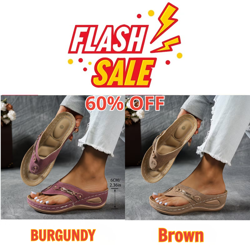 Big Summer Sale -  Comfortable Hollow Arch Support Women's Wedge Heel Flip Flops