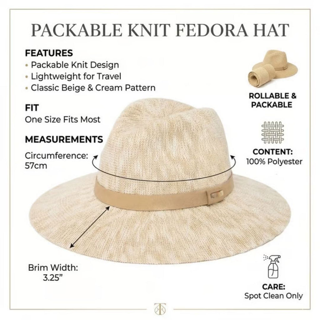 Packable Knit Fedora Hat
