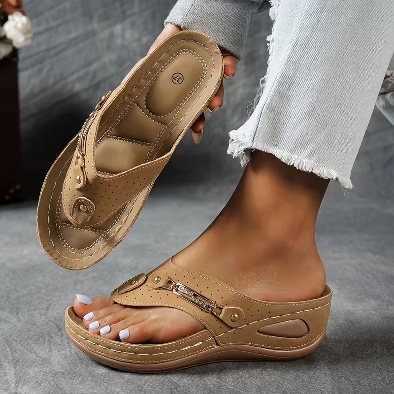 Big Summer Sale -  Comfortable Hollow Arch Support Women's Wedge Heel Flip Flops