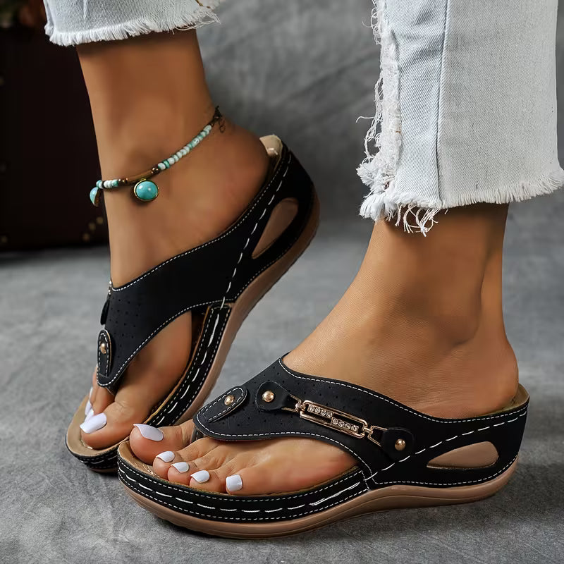 Big Summer Sale -  Comfortable Hollow Arch Support Women's Wedge Heel Flip Flops
