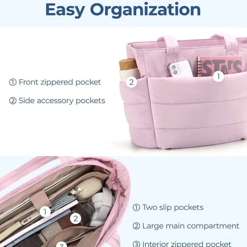 Large Tote Bag With Zipper