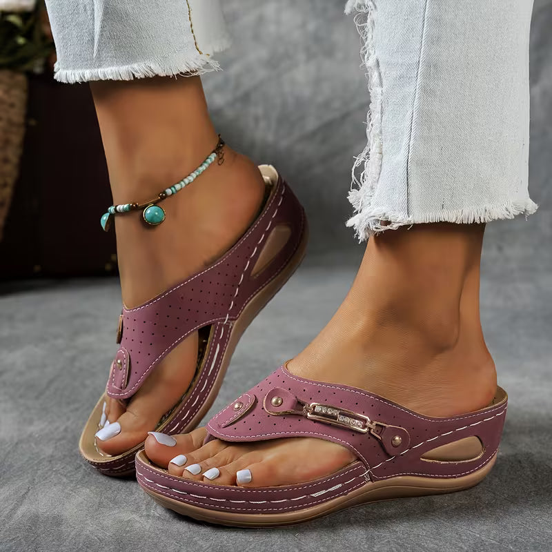Big Summer Sale -  Comfortable Hollow Arch Support Women's Wedge Heel Flip Flops
