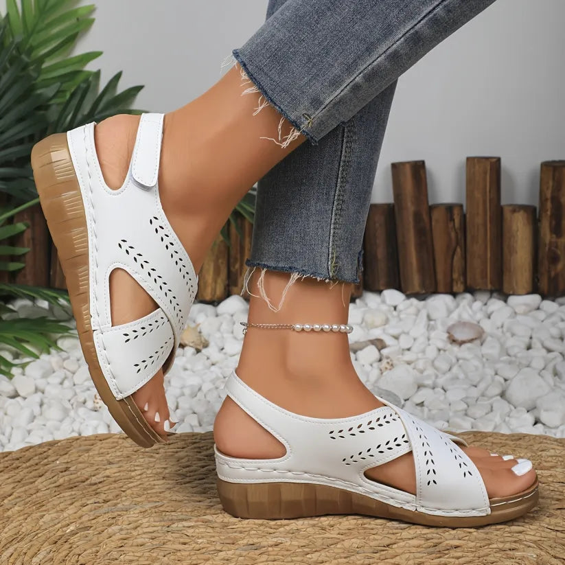 Women's Slope Heel Leather Orthopaedic Sandals