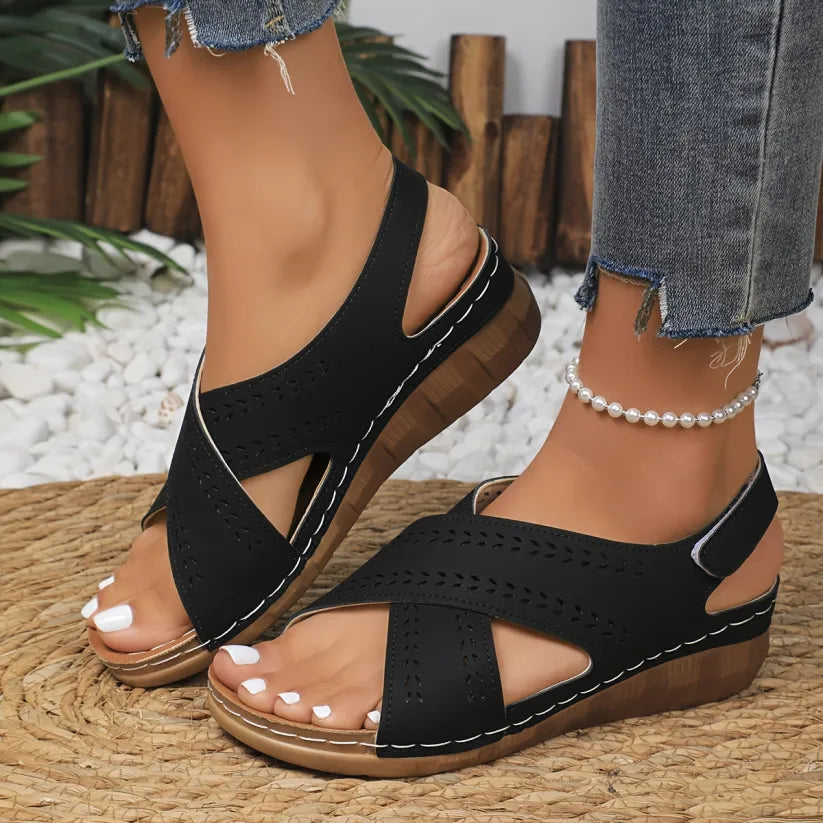 Women's Slope Heel Leather Orthopaedic Sandals